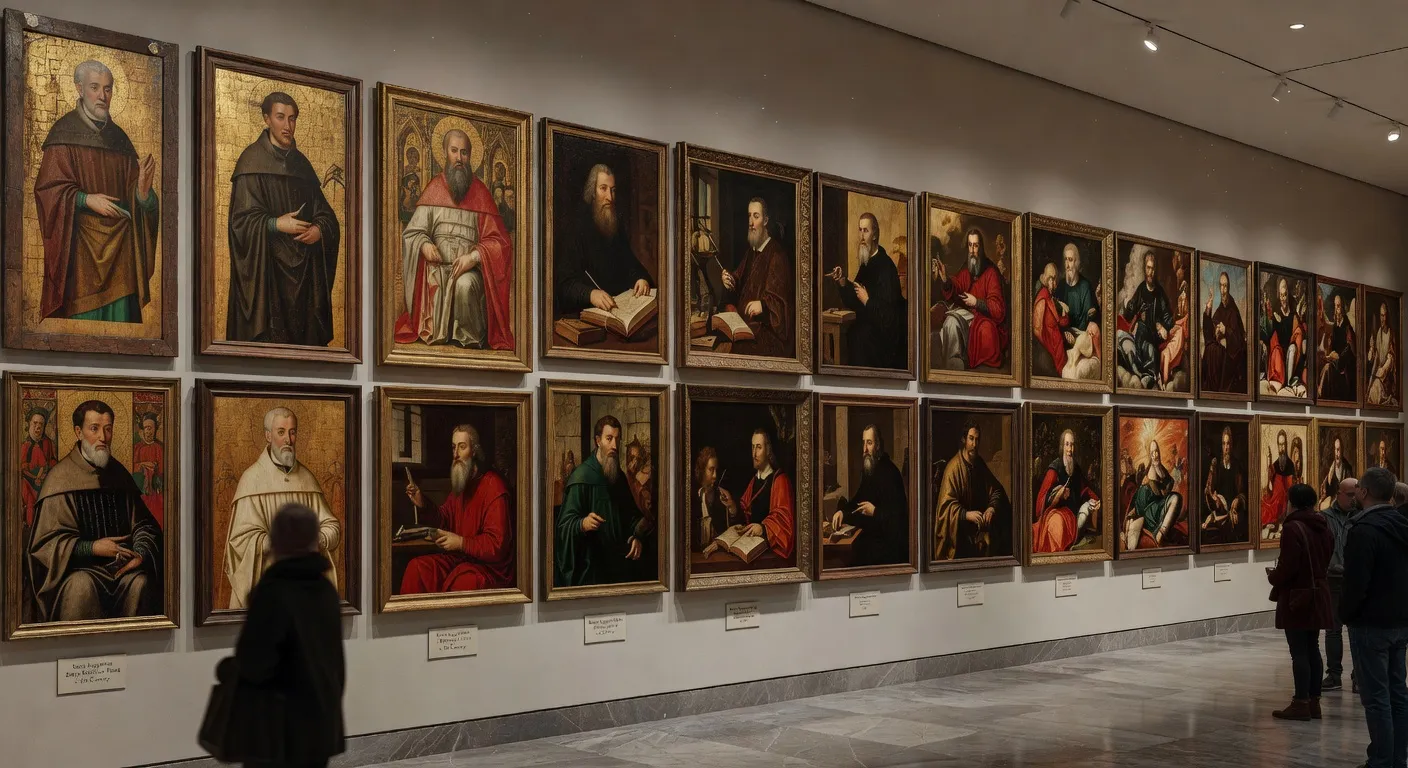 Fresque de la Renaissance representant saint Augustin en eveque dans son etude