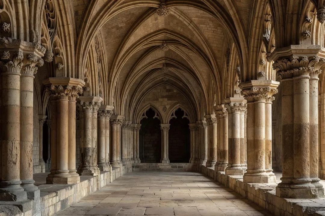 Arcades gothiques du cloître de la cathédrale de Tulle abritant le musée des arts et traditions populaires