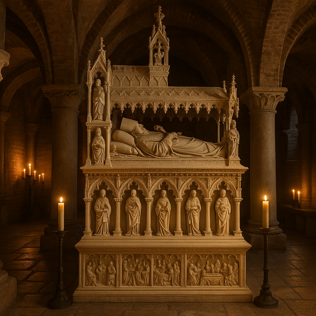 Crypte de la basilique Saint-Pierre-au-Ciel-d'Or de Pavie avec l'Arche de saint Augustin