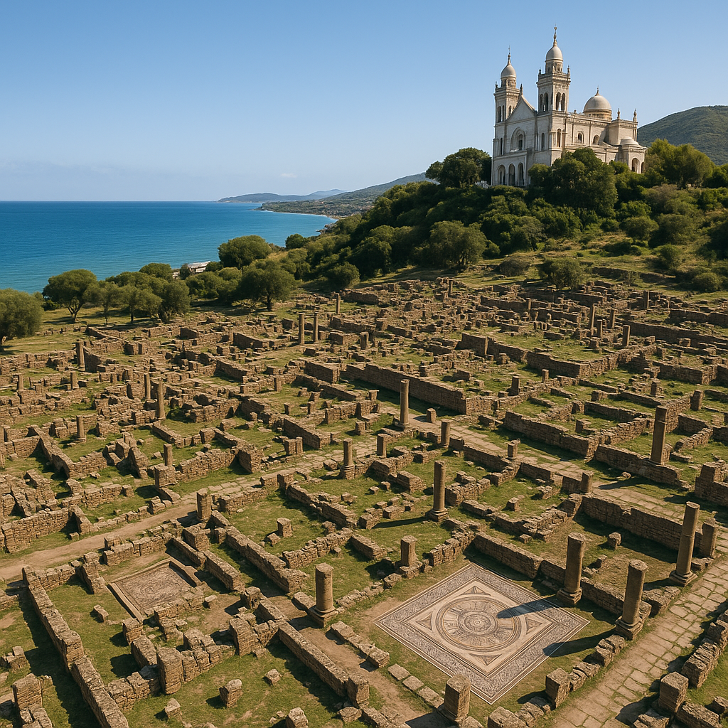 Ruines romaines d'Hippone au bord de la mer Méditerranée près d'Annaba