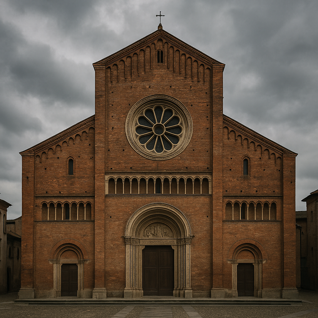 Façade romane de la basilique San Pietro in Ciel d'Oro à Pavie en Italie