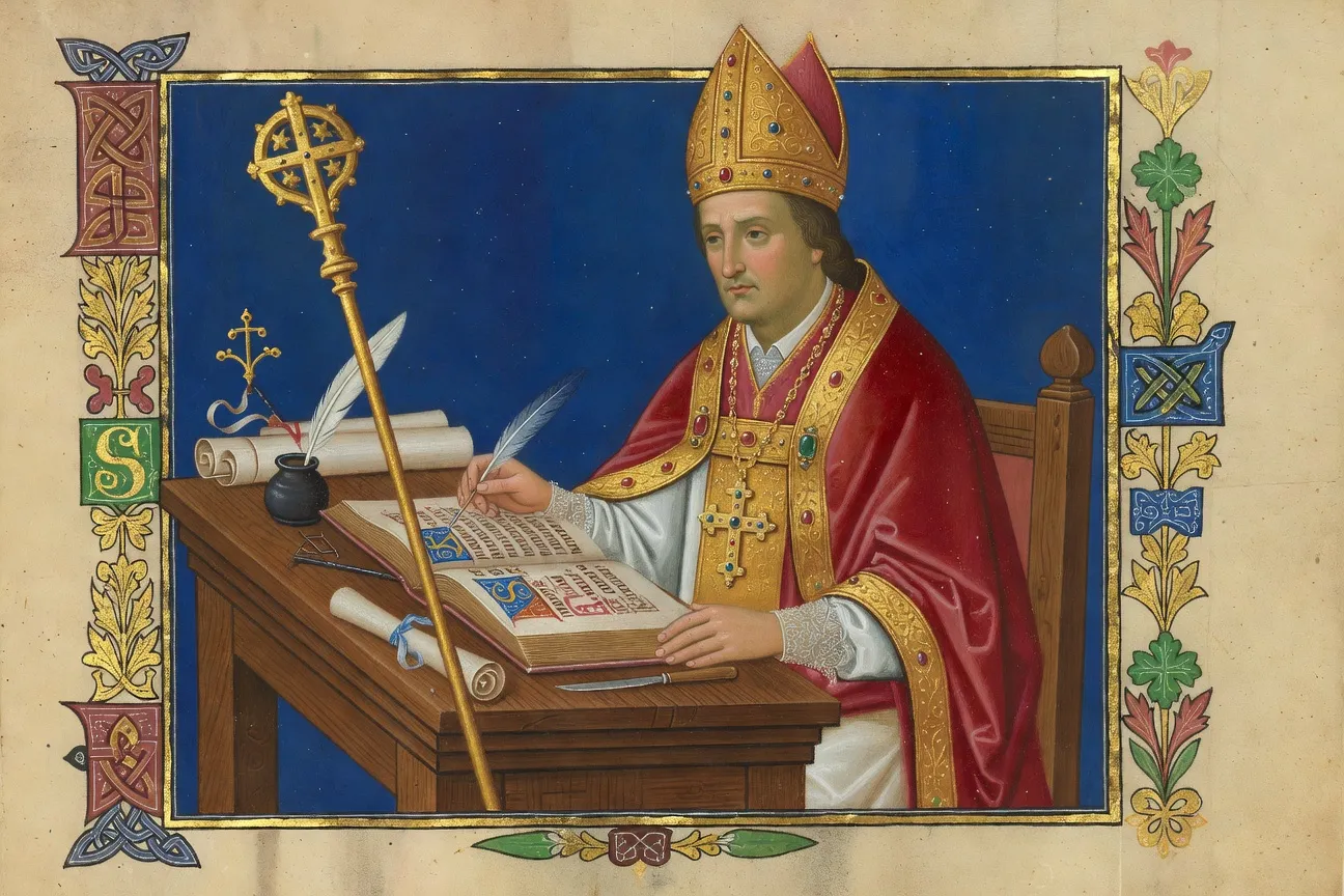 Peinture medievale de Saint Augustin