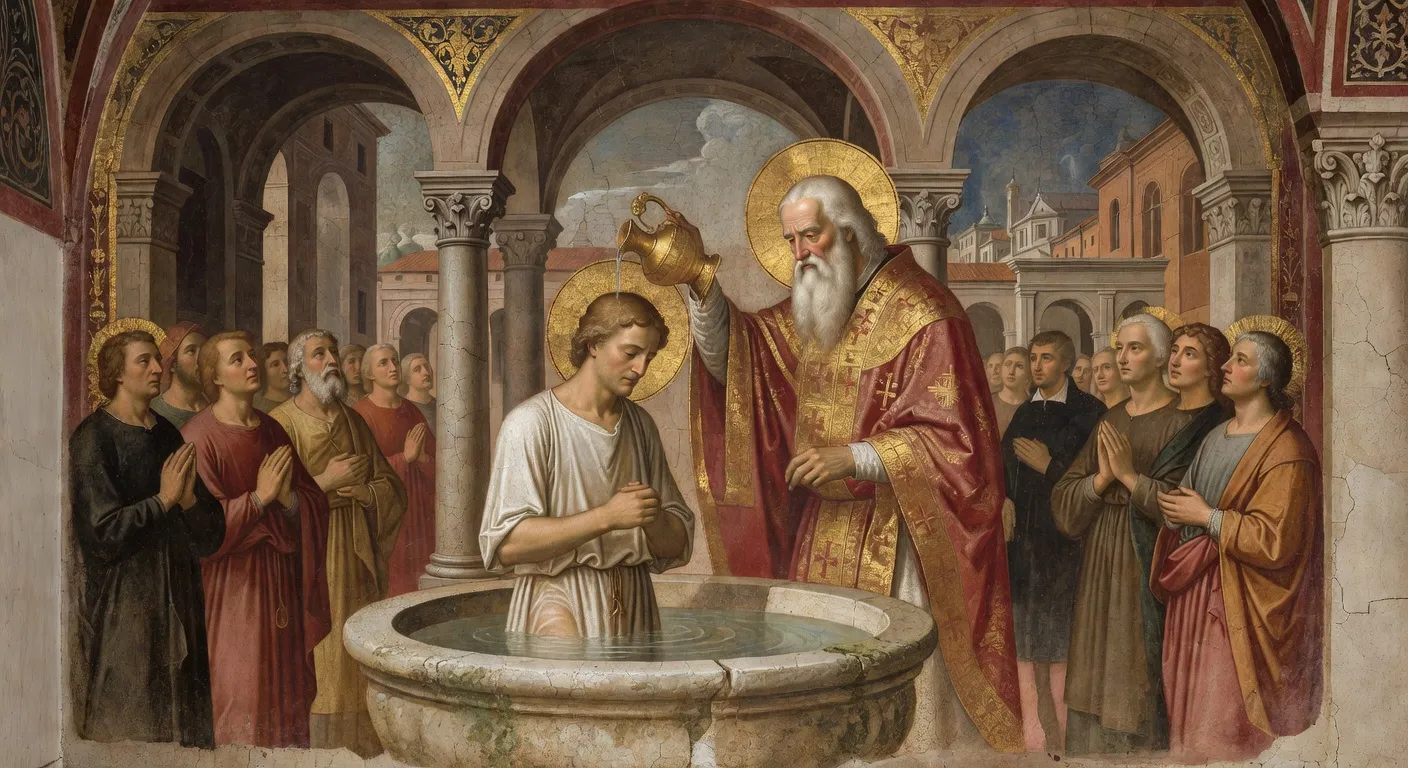 Fresque du bapteme de Saint Augustin